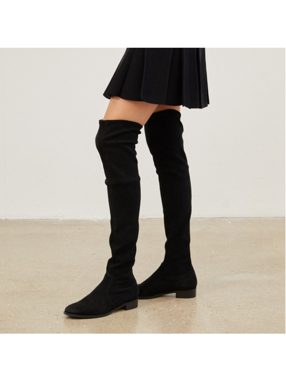 Parallele Paris Gloria OTK Pull On Black Stretch Suede Boots Made in Italy EU 35